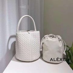 Lambskin Leather Bucket Bag Handwoven, Small Shoulder Bag, Woven Purse Women Classic bag Crossbody Designer Bag, Birthday Gift For Her - Alexel Crafts