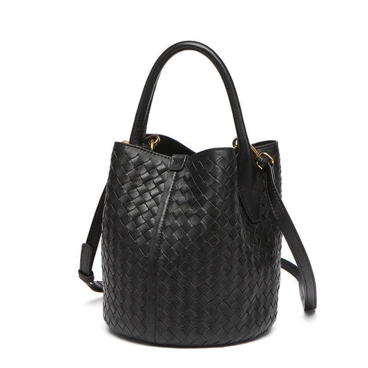 Lambskin Leather Bucket Bag Handwoven, Small Shoulder Bag, Woven Purse Women Classic bag Crossbody Designer Bag, Birthday Gift For Her - Alexel Crafts