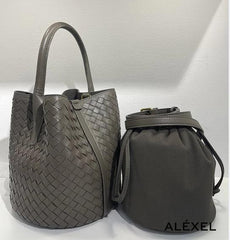 Lambskin Leather Bucket Bag Handwoven, Small Shoulder Bag, Woven Purse Women Classic bag Crossbody Designer Bag, Birthday Gift For Her - Alexel Crafts