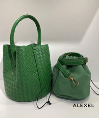 Lambskin Leather Bucket Bag Handwoven, Small Shoulder Bag, Woven Purse Women Classic bag Crossbody Designer Bag, Birthday Gift For Her - Alexel Crafts