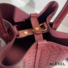 Lambskin Leather Bucket Bag Handwoven, Small Shoulder Bag, Woven Purse Women Classic bag Crossbody Designer Bag, Birthday Gift For Her - Alexel Crafts