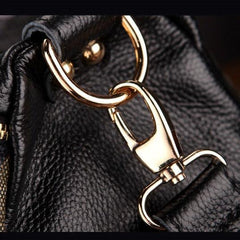 Large Elegant Cowhide Leather Shoulder Bag with Leopard Print Accent, Fashion Leather Handbag - Alexel Crafts