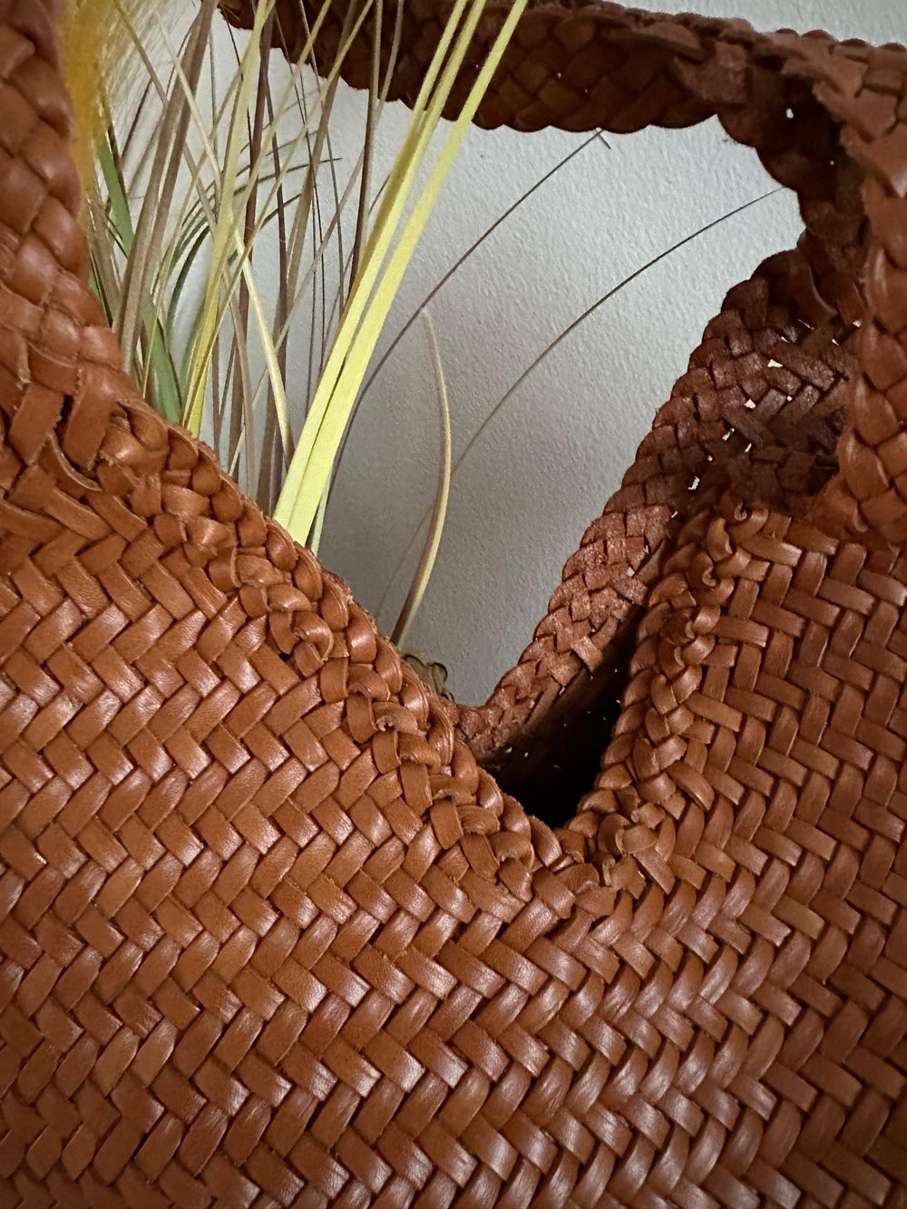 Large Italy Leather interwoven Hobo Tote Bag, Full Grain Leather Triple Bamboo Bag, Summer Beach Bag, Handcrafted Designer Basket Bag - Alexel Crafts