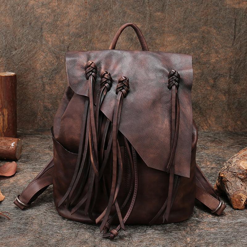 Large leather backpack, Handcrafted leather bag, Women Vintage School bag,Full Grain Leather Everyday Backpack, Special Gift for Her - Alexel Crafts
