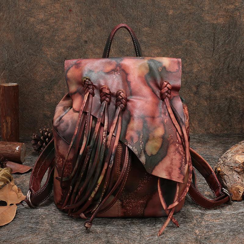 Large leather backpack, Handcrafted leather bag, Women Vintage School bag,Full Grain Leather Everyday Backpack, Special Gift for Her - Alexel Crafts