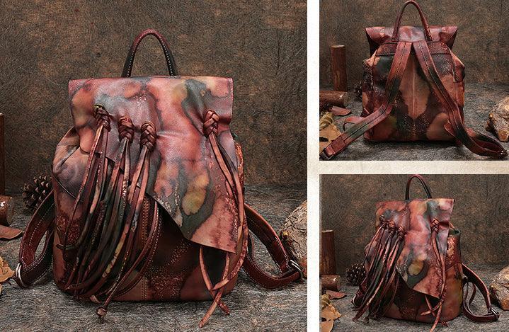 Large leather backpack, Handcrafted leather bag, Women Vintage School bag,Full Grain Leather Everyday Backpack, Special Gift for Her - Alexel Crafts