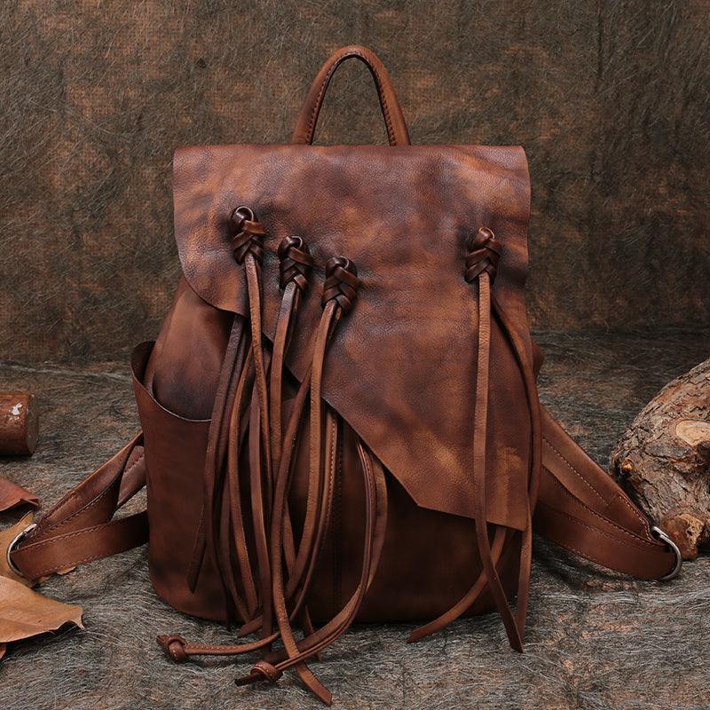 Large leather backpack, Handcrafted leather bag, Women Vintage School bag,Full Grain Leather Everyday Backpack, Special Gift for Her - Alexel Crafts