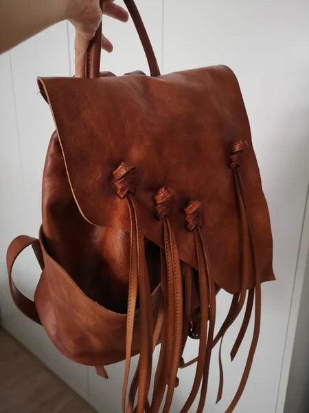 Large leather backpack, Handcrafted leather bag, Women Vintage School bag,Full Grain Leather Everyday Backpack, Special Gift for Her - Alexel Crafts