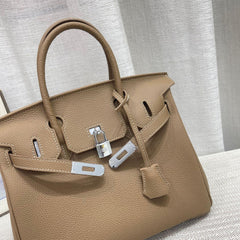 Luxury Classic Genuine Leather Bag Silver Tone, Must-have Leather Designer Bag, Shoulder Bag, Crossbody Bag, Gift For Her - Alexel Crafts