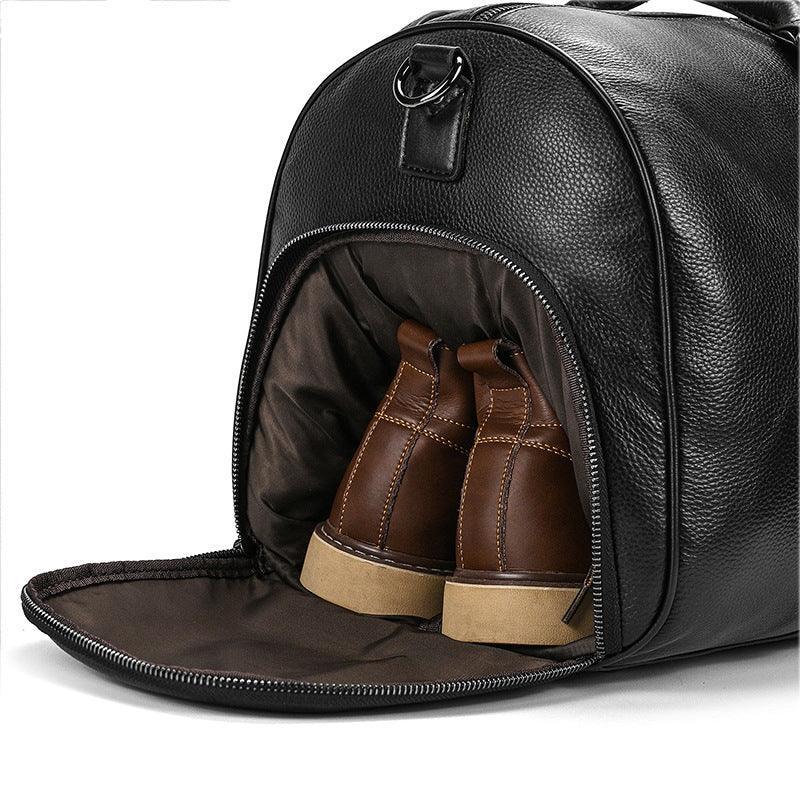 Men's or Women's Premium Leather Travel Duffel Bag | Carry-All Duffel - Handcrafted Waterproof Gym Carry-On with Shoe Compartment, - Alexel Crafts