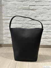 Minimalist Classic Leather Bucket Bag, Black Large Leather Tote Bag, Fashion Shoulder Bag, Tan Mummy Bag, Everyday Bag, Unisex Bag - Alexel Crafts