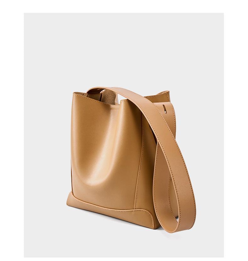 Minimalist Genuine Leather Bucket Bag | Leather Shoulder Bag, Chic Crossbody Bag, Gift for Her - Alexel Crafts