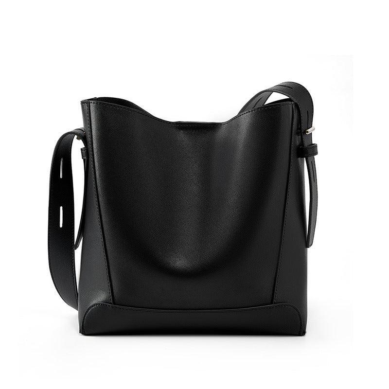 Minimalist Genuine Leather Bucket Bag | Leather Shoulder Bag, Chic Crossbody Bag, Gift for Her - Alexel Crafts