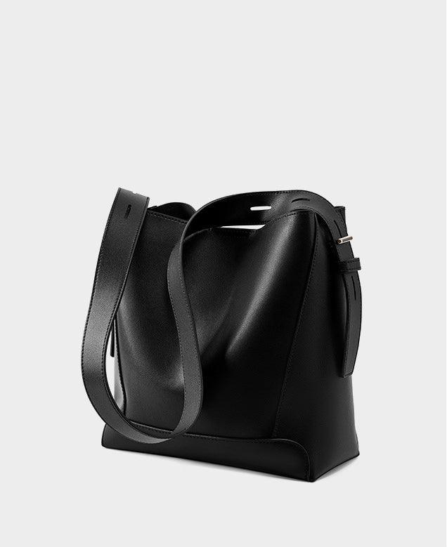 Minimalist Genuine Leather Bucket Bag | Leather Shoulder Bag, Chic Crossbody Bag, Gift for Her - Alexel Crafts