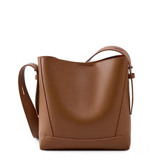 Minimalist Genuine Leather Bucket Bag | Leather Shoulder Bag, Chic Crossbody Bag, Gift for Her - Alexel Crafts