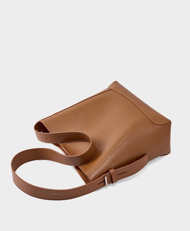 Minimalist Genuine Leather Bucket Bag | Leather Shoulder Bag, Chic Crossbody Bag, Gift for Her - Alexel Crafts