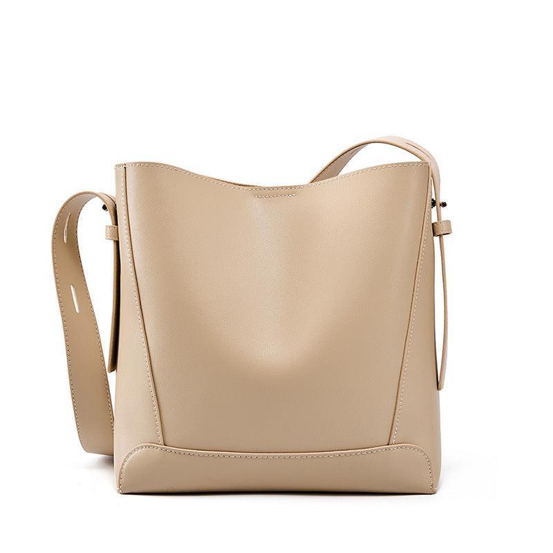 Minimalist Genuine Leather Bucket Bag | Leather Shoulder Bag, Chic Crossbody Bag, Gift for Her - Alexel Crafts