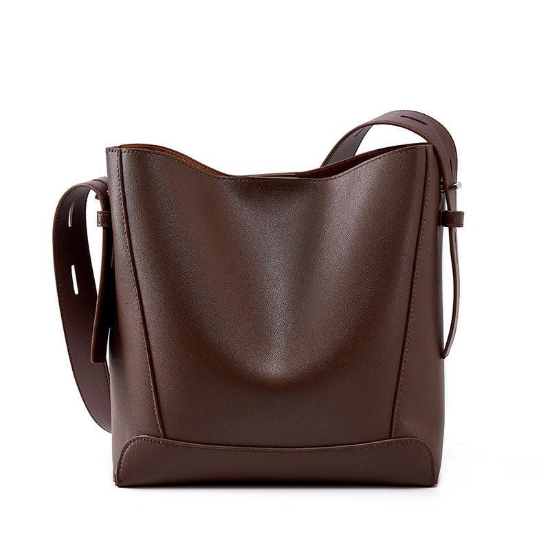 Minimalist Genuine Leather Bucket Bag | Leather Shoulder Bag, Chic Crossbody Bag, Gift for Her - Alexel Crafts