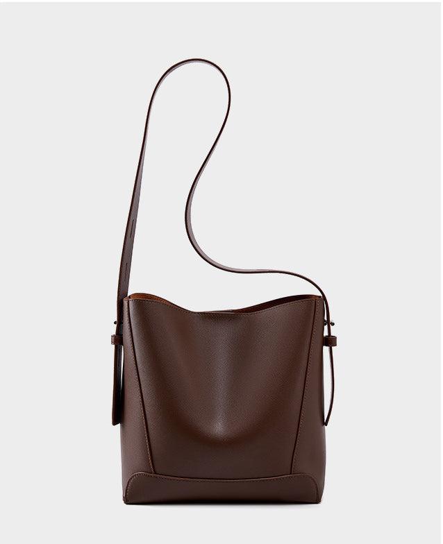 Minimalist Genuine Leather Bucket Bag | Leather Shoulder Bag, Chic Crossbody Bag, Gift for Her - Alexel Crafts