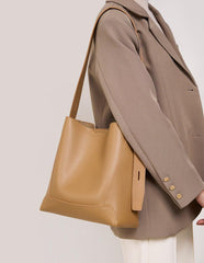 Minimalist Genuine Leather Bucket Bag | Leather Shoulder Bag, Chic Crossbody Bag, Gift for Her - Alexel Crafts
