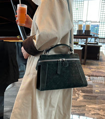 Morandi Blue Sheepskin Suede Leather Box Bag, Lambskin Leather Handbag, Luxury Designer Bag, Italian Leather Box Bag, Classic Handbag, Minimalist Leather Purse - Alexel Crafts