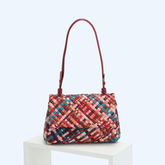 Multiple Colour Lambskin Hobo Bag, Large Handcrafted Woven Leather Shoulder Bag - Alexel Crafts