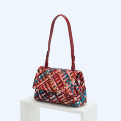 Multiple Colour Lambskin Hobo Bag, Large Handcrafted Woven Leather Shoulder Bag - Alexel Crafts