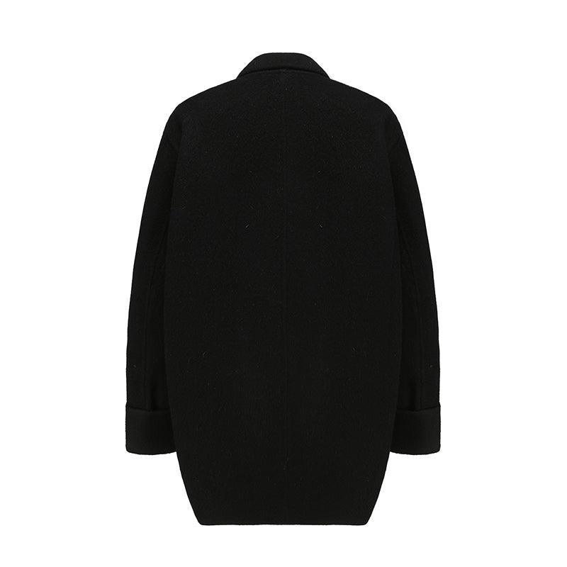 Oversize Double-Sided Wool Diamond Button Coat - Alexel Crafts