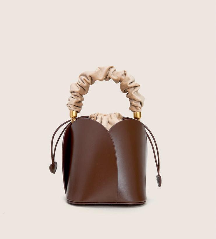 Petals Blossom Bucket Bag - Elegance Meets Function in Chic Cowhide Leather Shoulder Bag - Alexel Crafts
