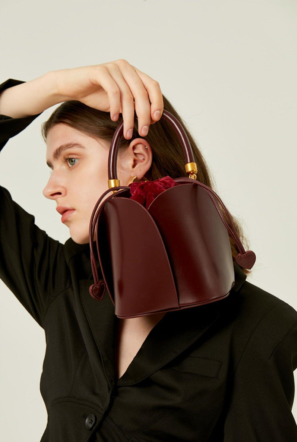 Petals Blossom Bucket Bag - Elegance Meets Function in Chic Cowhide Leather Shoulder Bag - Alexel Crafts