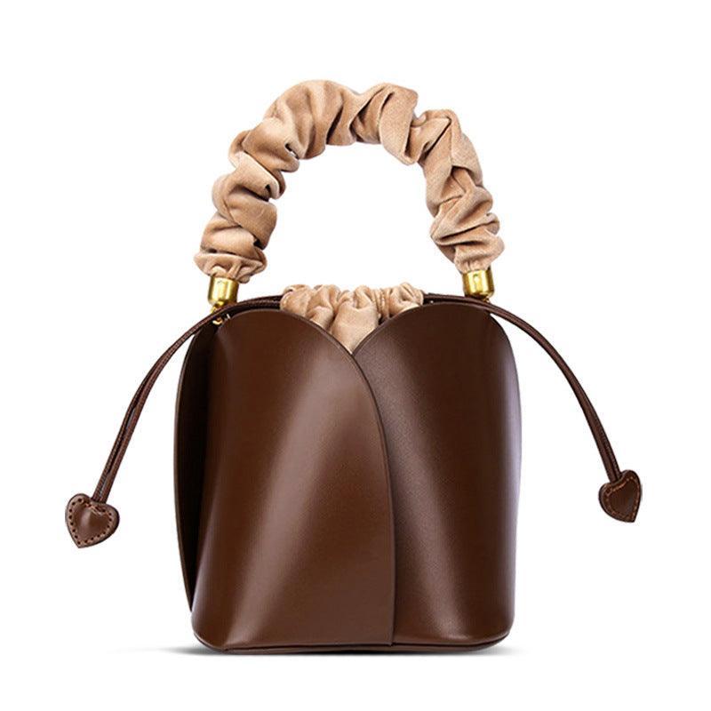 Petals Blossom Bucket Bag - Elegance Meets Function in Chic Cowhide Leather Shoulder Bag - Alexel Crafts