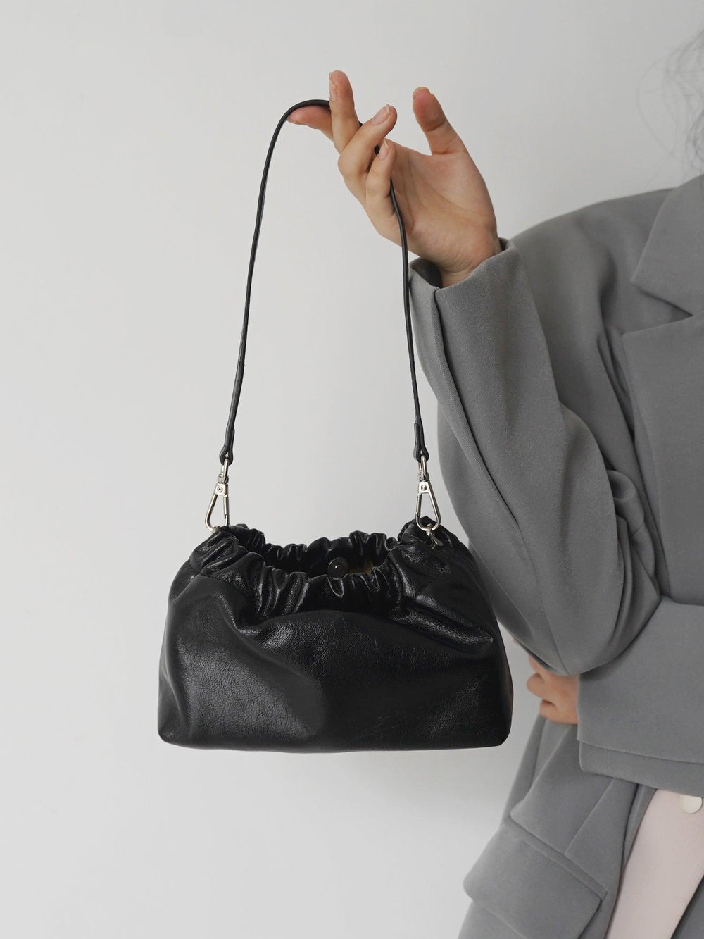 Pleated Cloud Chain Bag, Cowhide Small Silver Ball Minimalist Crossbody Bag - Alexel Crafts