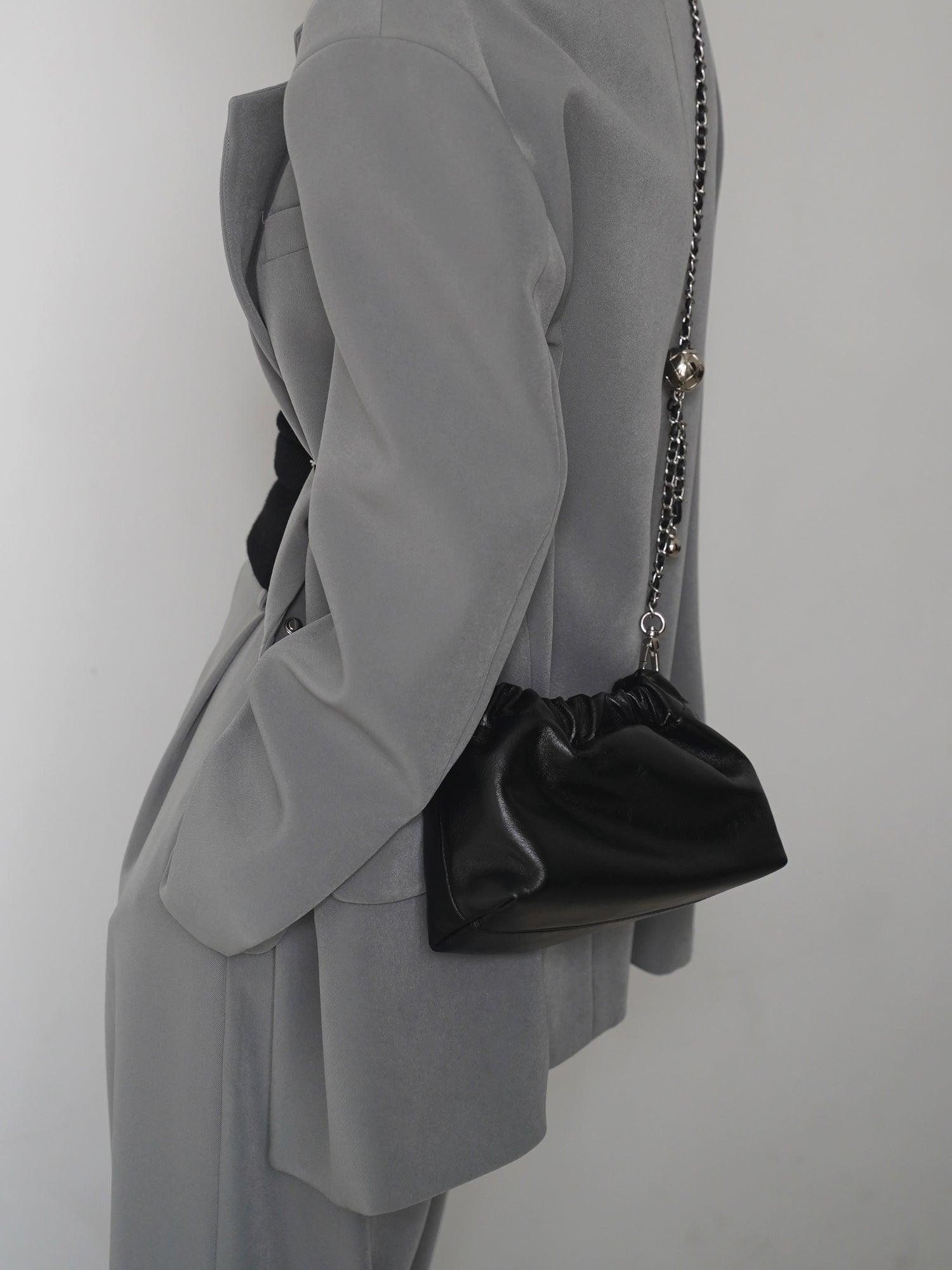 Pleated Cloud Chain Bag, Cowhide Small Silver Ball Minimalist Crossbody Bag - Alexel Crafts