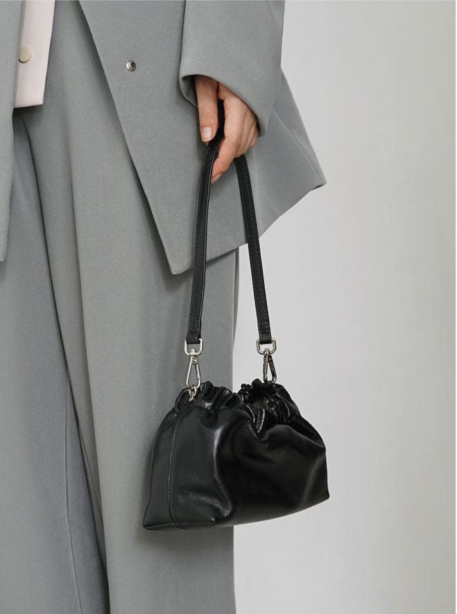 Pleated Cloud Chain Bag, Cowhide Small Silver Ball Minimalist Crossbody Bag - Alexel Crafts