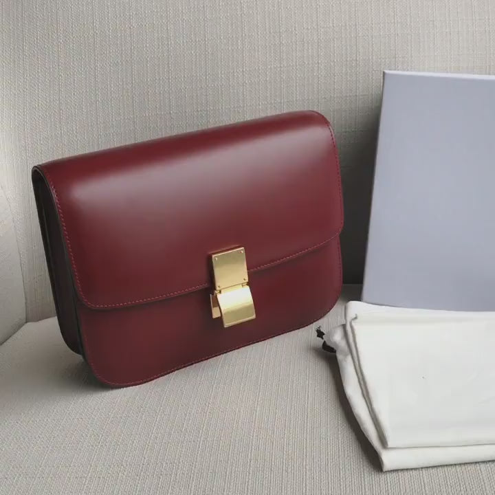 Italian Calfskin Leather Bag Designer Bag Italian Leather Box Bag, Classic Crossbody Bag, Shoulder Bag, Minimalist Genuine Leather Purse
