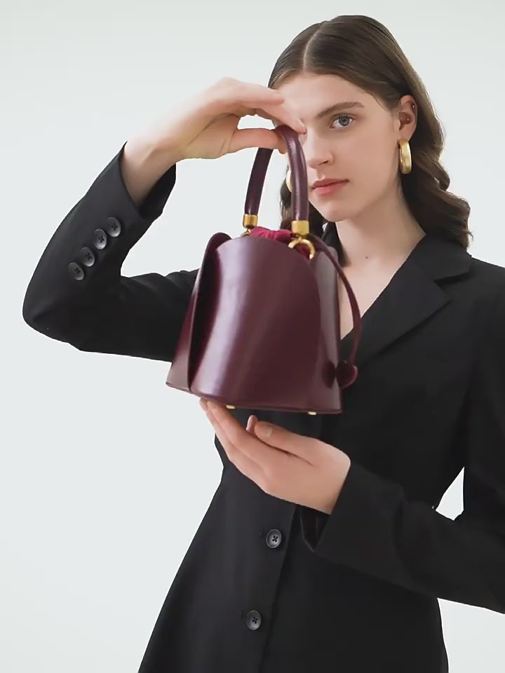 Petals Blossom Bucket Bag - Elegance Meets Function in Chic Cowhide Leather Shoulder Bag