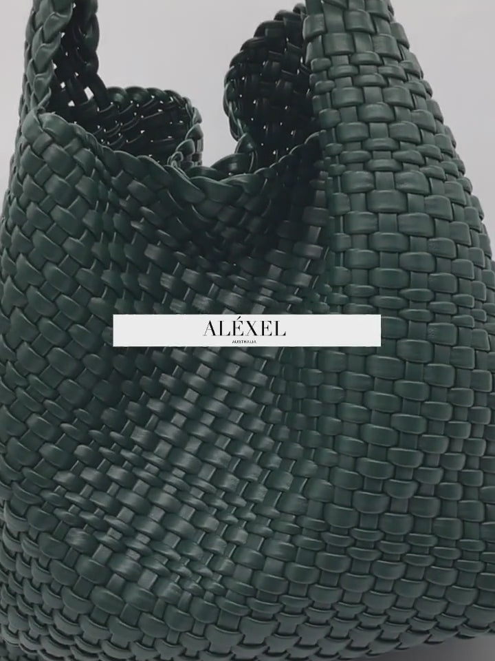 Large Handwoven Vegan Leather Tote Bag for Women