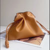 Elegant Small Cowhide Leather Shoulder Bag Crossbody Bag for Women with Drawstring Closure