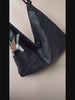 Luxury Large Black Lambskin Leather Shoulder Bag with Braided Handle and Chain Detail - Elegant and Spacious Working Tote