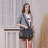 Large Elegant Cowhide Leather Shoulder Bag with Leopard Print Accent and Floral Print, Fashion Leather Handbag
