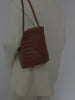 Hand-Woven Cowhide Leather Bucket Bag | Women's Braided Drawstring Basket Purse