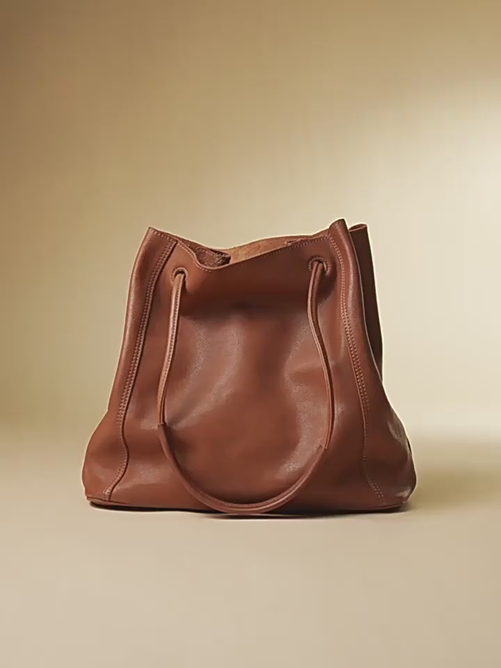 Soft Leather Bucket Bag for Women | Genuine Leather Crossbody laptop Bag | Large Tote Bag