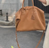 Classic Premium Leather Large Travel Tote Bag | Genuine Leather Women's Shoulder Weekend and Crossbody Bag