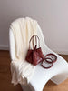 Women's Soft Luxurious Calfskin Leather Handwoven Bucket Shoulder Bag, Crossbody Bag