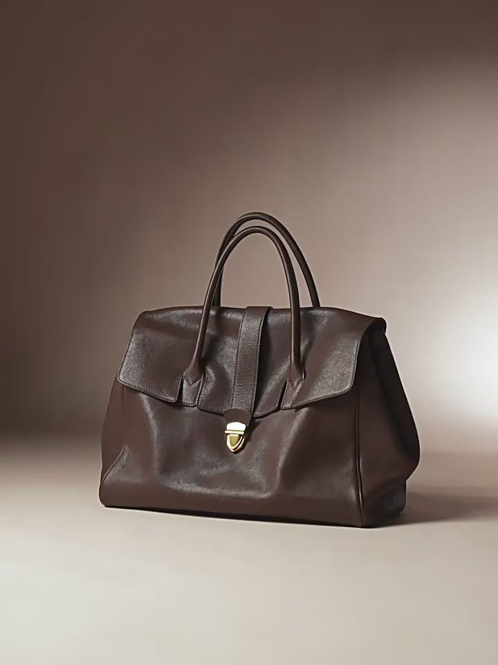 Large Elegant Soft Genuine Leather Tote Briefcase for Women