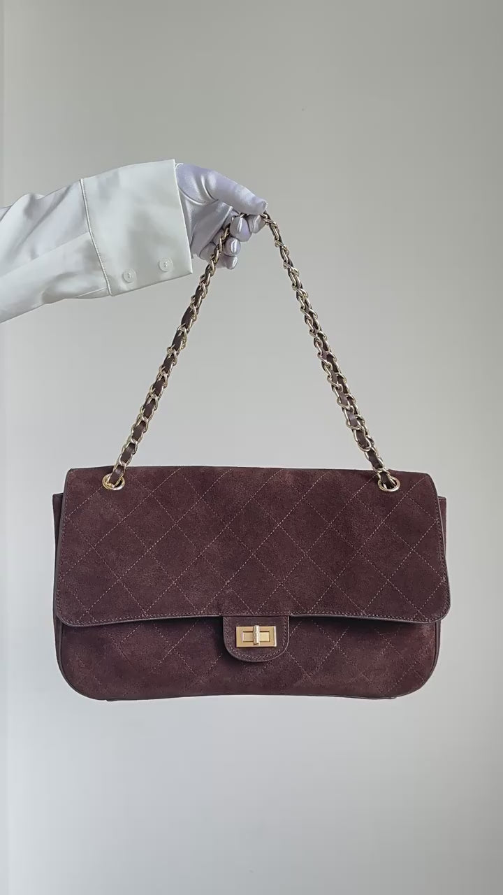 Quilted Suede Chain Flap Bag for Women | Vintage Matte Cowhide Shoulder & Crossbody Messenger Purse | Diamond-Quilted Autumn Winter Bag in Four Sizes