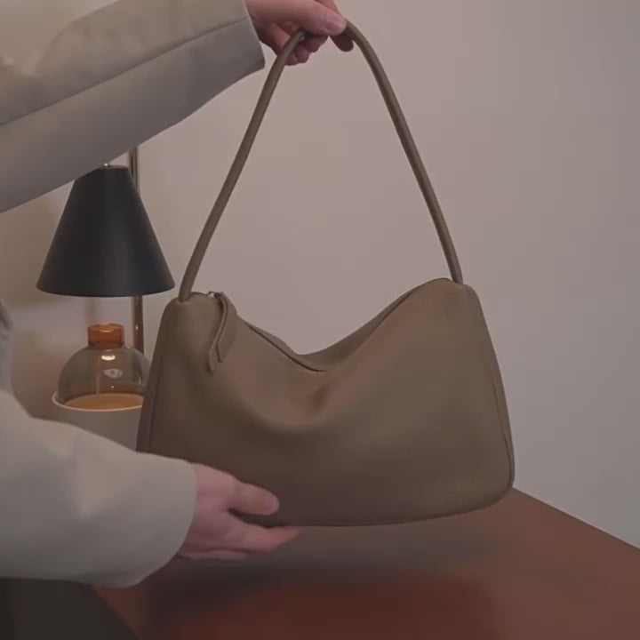Togo Leather French Underarm Bag | Minimalist Chic Leather Small Shoulder Bag for Women