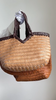 Handwoven Full Grain Cowhide Leather Basket Tote | V-Cut Rim Leather Shoulder Bag | Summer Beach Bag in Two Sizes