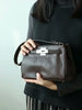 Luxury Black Leather Tote Bag, Handmade Togo and Lambskin Leather Shoulder Bag and Crossbody Square Bag