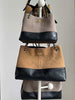 Quilted Lambskin and Suede Leather Chain Tote Bag | Women's Vintage Two-Tone Shoulder & Crossbody Bag